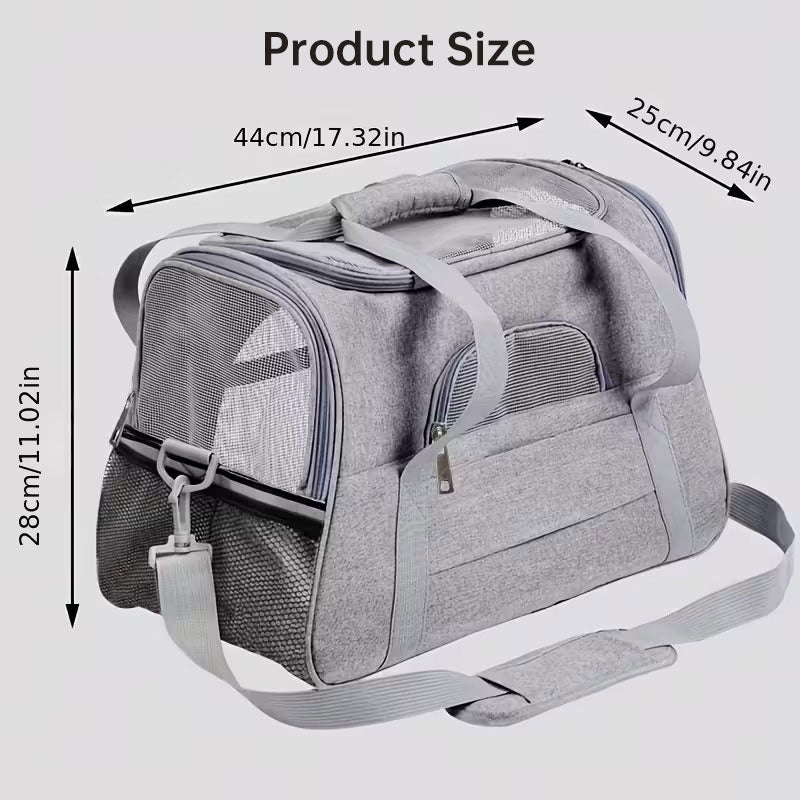 Foldable & Expandable Pet Carrier Bag - Mesh Breathable Cat/Dog Travel Bag, Convertible Crossbody Handbag for Small Pets - SMARTGLO COLLECTIONS