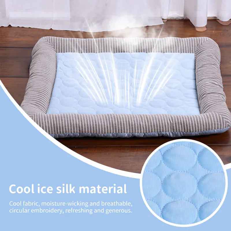 Cooling Pet Mats for Dogs & Cats (Puppies/Kittens): Ice Silk, Breathable, Soft Summer Pads in Pink/Blue