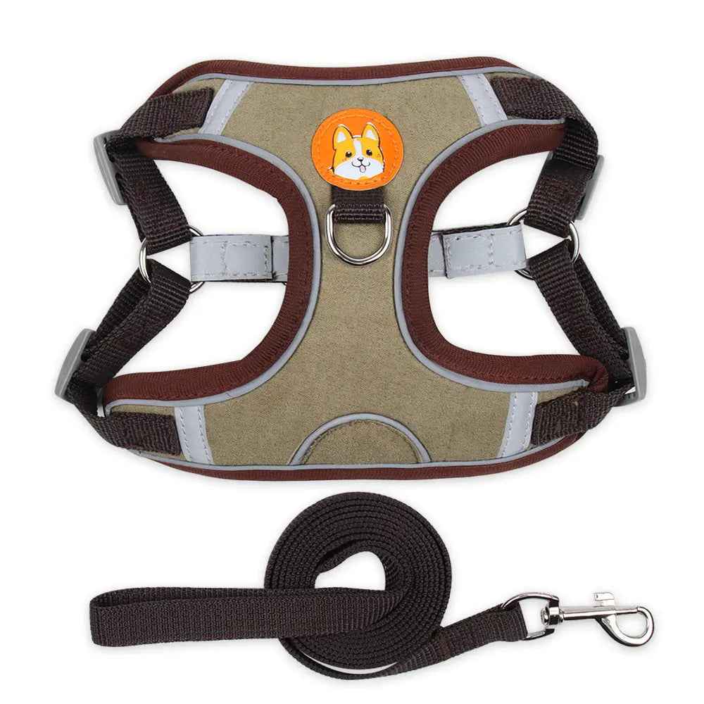 Pet Harness for Small Dogs - Chest Harness Vest Type with Reflective Rope Leash
