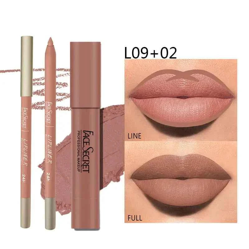 Matte Lip Liner and Lipstick Set - Waterproof, Long Lasting Soft Matte Makeup