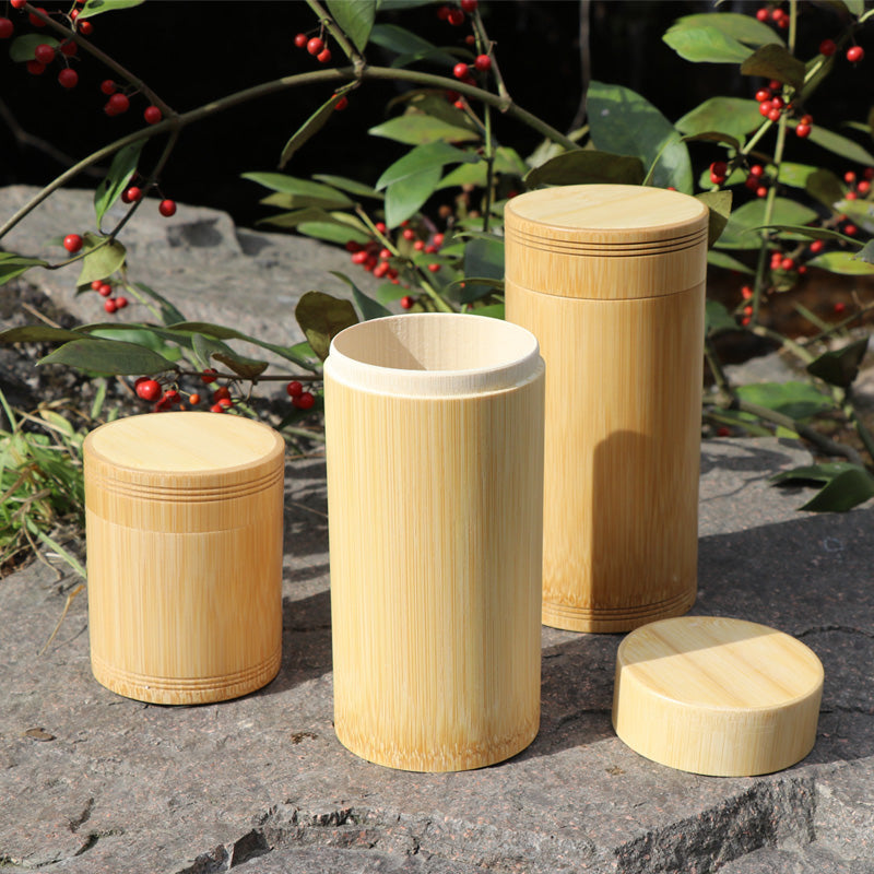 Bamboo Storage Bottles Jars Wooden Small Box Containers Handmade For Spices Tea Coffee Sugar Receive With Lid Vintage - SMARTGLO COLLECTIONS