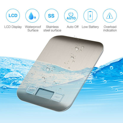 Digital Electronic Kitchen Food Diet Postal Scale Weight Balance 5KG 1g 11lb Kitchen Scales Stainless Steel Weighing For Food Diet Postal Balance Measuring LCD Precision Electronic - SMARTGLO COLLECTIONS