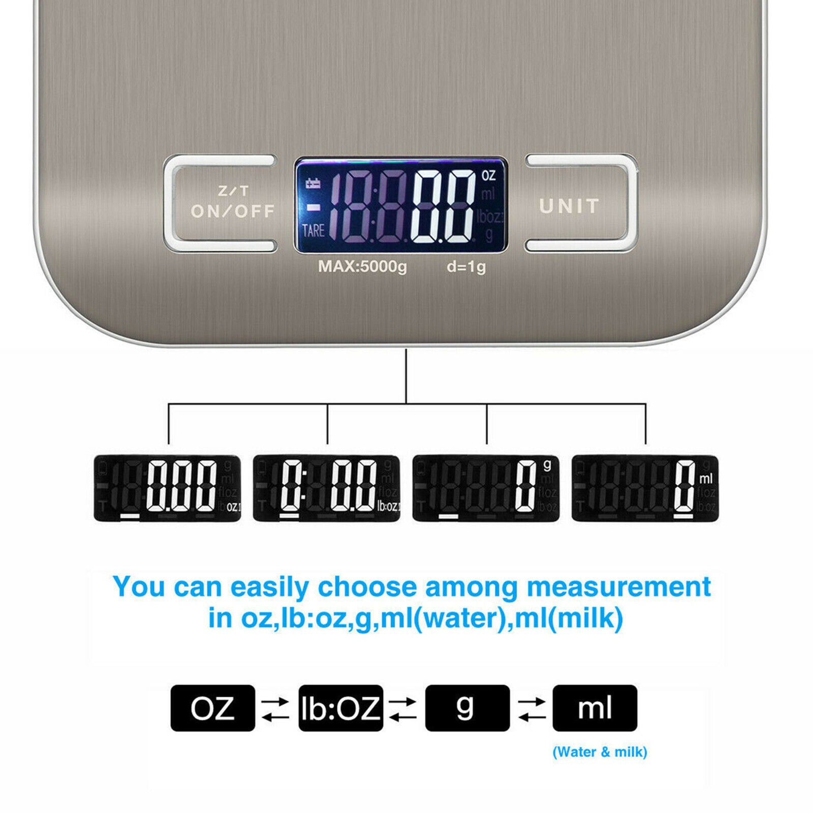Digital Electronic Kitchen Food Diet Postal Scale Weight Balance 5KG 1g 11lb Kitchen Scales Stainless Steel Weighing For Food Diet Postal Balance Measuring LCD Precision Electronic - SMARTGLO COLLECTIONS