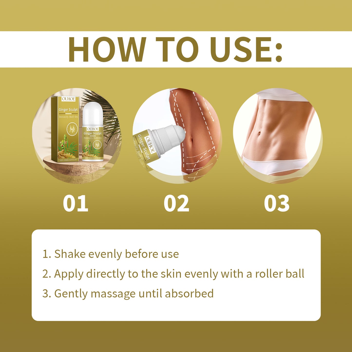 Ginger Sculpt Detoxify Roll-On, Ball Body Massage Moisturizing Beauty Care Firming Body Contour Beauty Ball