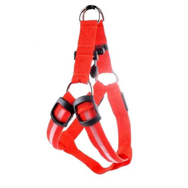Nylon LED Dog Harness with Flashing Light and Leash Rope Belt