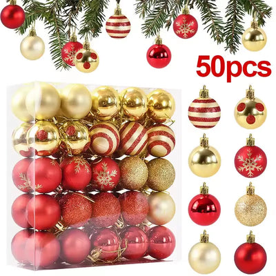 50 pcs/box: 2025 Gold Red Hanging Christmas Tree Ball Ornaments, 2026 Home Holiday Decorations & New Year Gifts eprolo  16.64 SMARTGLO COLLECTIONS A
