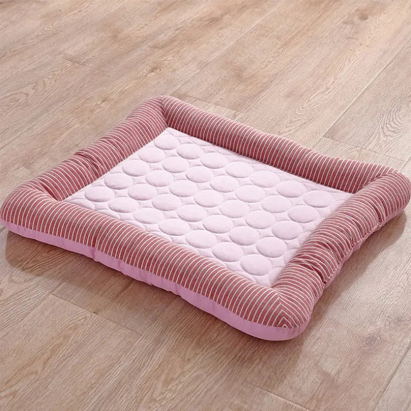 Cooling pet mats for dogs & cats (puppies/kittens): ice silk, breathable, soft summer pads in pink/blue. eprolo  29.00 SMARTGLO COLLECTIONS Pink / 76*58cm
