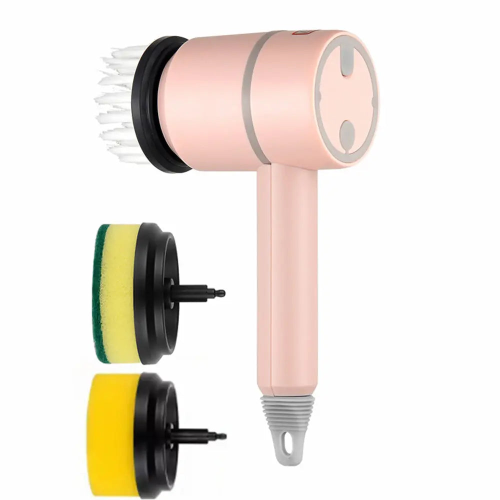 Electric Cleaning Brush Dishwashing Brush Automatic Wireless USB Rechargeable Professional Kitchen Bathtub Tile Cleaning Brushes CJ Cleaning Brush 31.50 SMARTGLO COLLECTIONS Pink / With 3brush heads1200mAh