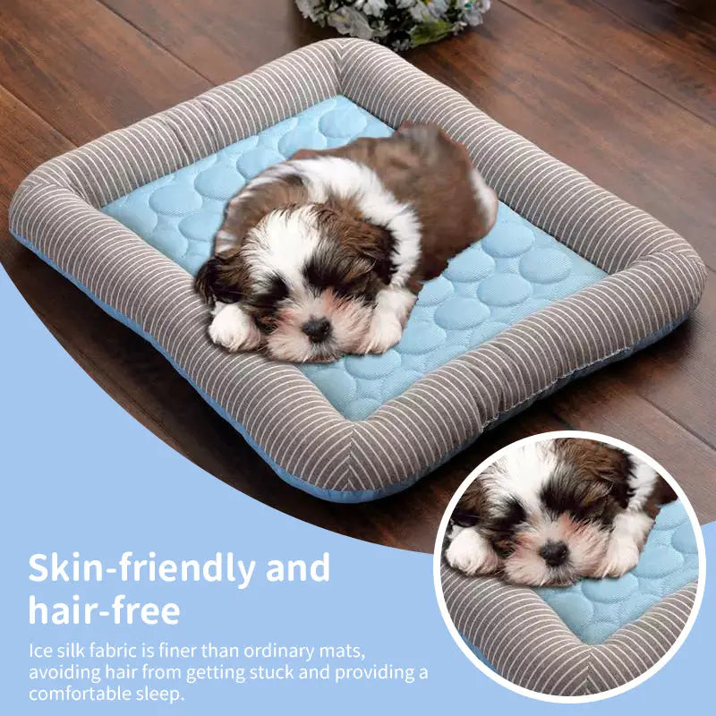 Cooling pet mats for dogs & cats (puppies/kittens): ice silk, breathable, soft summer pads in pink/blue. eprolo   SMARTGLO COLLECTIONS