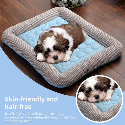Cooling pet mats for dogs & cats (puppies/kittens): ice silk, breathable, soft summer pads in pink/blue. eprolo   SMARTGLO COLLECTIONS