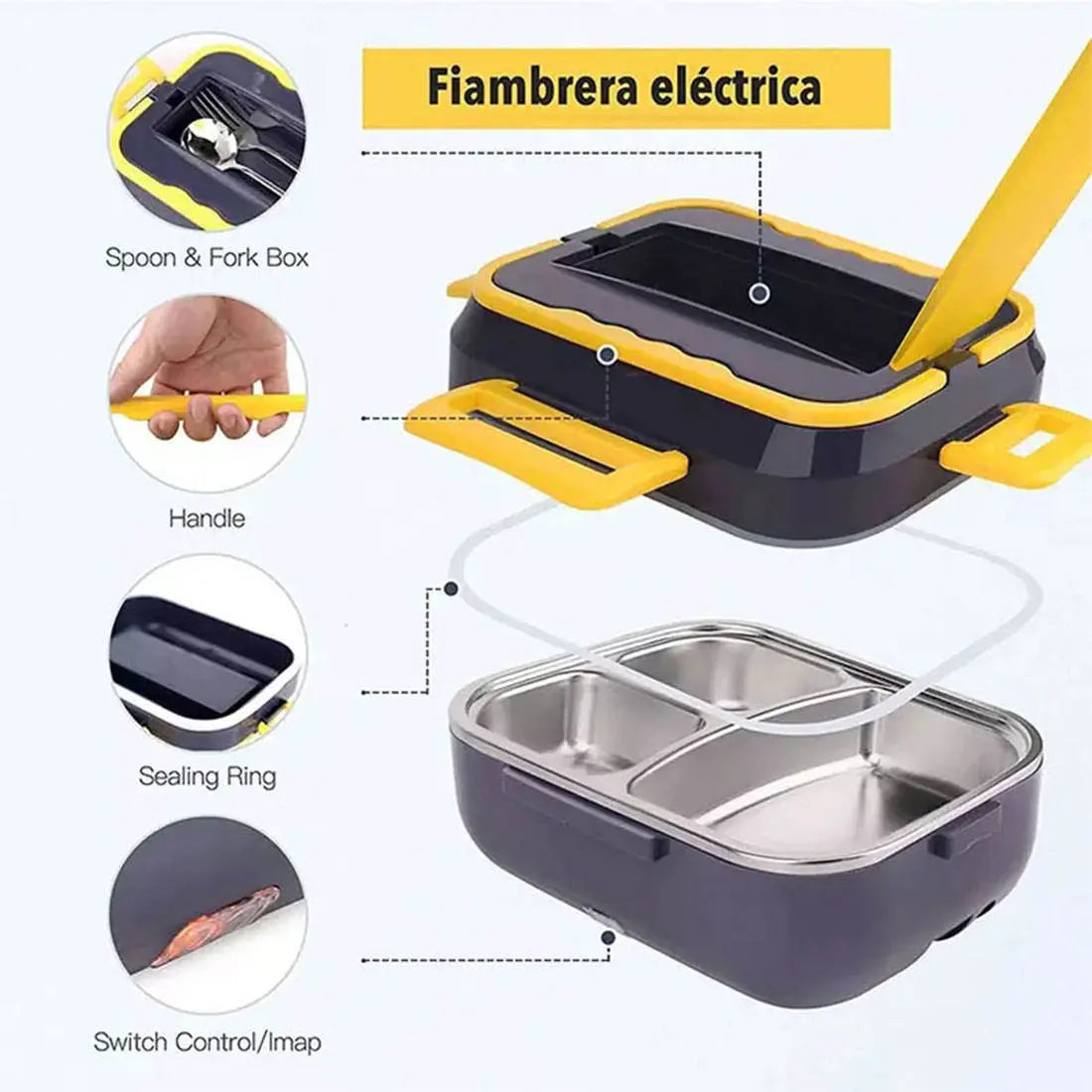 Kitchen ware 1.5L Cookware Sets Heater Portable Electric Lunch Boxes stainless steel Container with Insulation Bag for Car Truck eprolo   SMARTGLO COLLECTIONS
