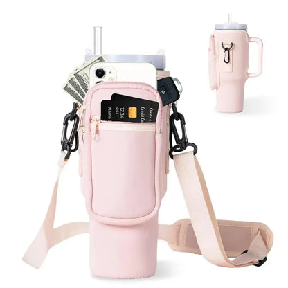 Water Bottle Carrier Bag with Phone Pocket for Stanley 40oz Tumbler with Handle Neoprene Water Bottle Holder Pouch eprolo  15.60 SMARTGLO COLLECTIONS Pink