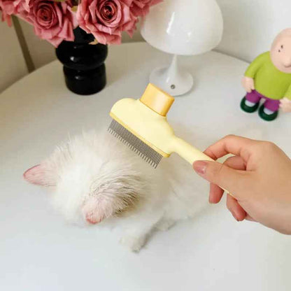 Dog and Cat Grooming Brush - Automatic Hair Remover with 1-Button Self-Cleaning & Massage Feature