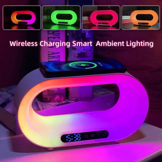 Multi-function 3 In 1 LED Night Light APP Control RGB Atmosphere Desk Lamp Smart Multifunctional Wireless Charger Alarm Clock eprolo Desk top cleaning mop  SMARTGLO COLLECTIONS