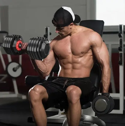 Adjustable Dumbbell Set, 10 In 1 Free Dumbbell For Men And Women, Black Dumbbell For Home Gym, Full Body Workout Fitness, Fast Adjust By Turning Handle 10 Gears55 LB CJ Fitness weights  SMARTGLO COLLECTIONS