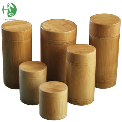 Bamboo Storage Bottles Jars Wooden Small Box Containers Handmade For Spices Tea Coffee Sugar Receive With Lid Vintage - SMARTGLO COLLECTIONS