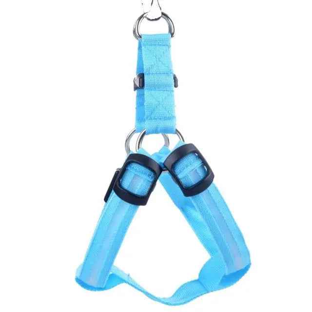 Nylon LED Dog Harness with Flashing Light and Leash Rope Belt