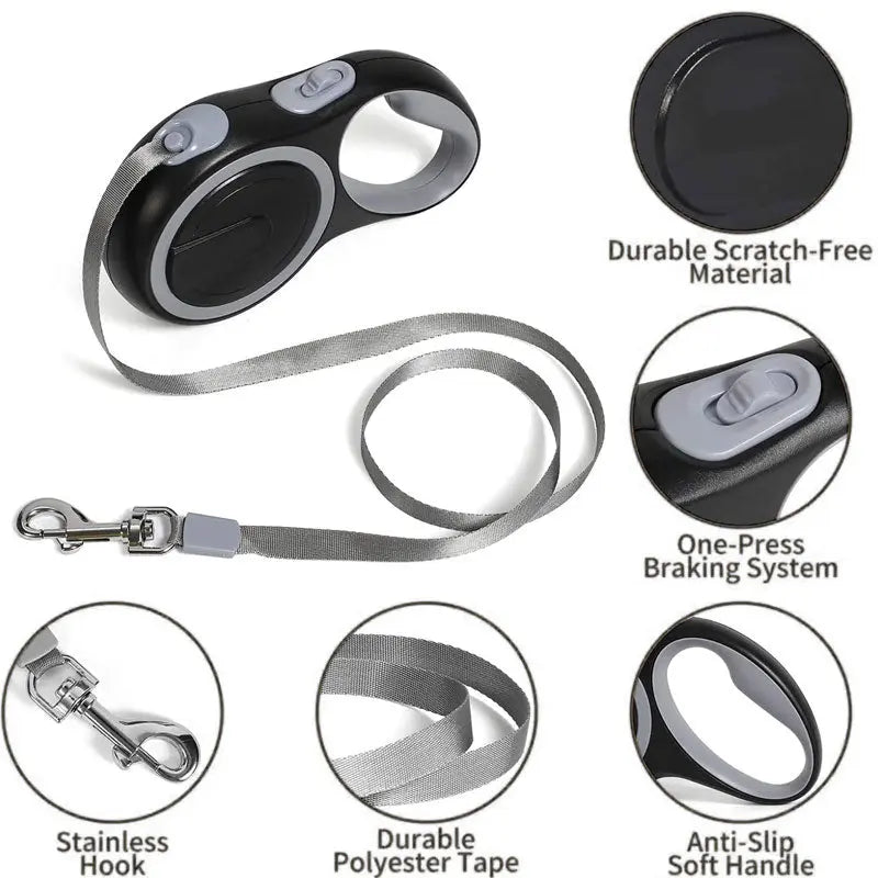 Retractable Dog Leash (5m/8m, 50kg capacity) – Adjustable, durable, for small/big dogs (walking, hiking) eprolo   SMARTGLO COLLECTIONS