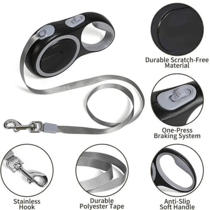 Retractable Dog Leash (5m/8m, 50kg capacity) – Adjustable, durable, for small/big dogs (walking, hiking) eprolo   SMARTGLO COLLECTIONS