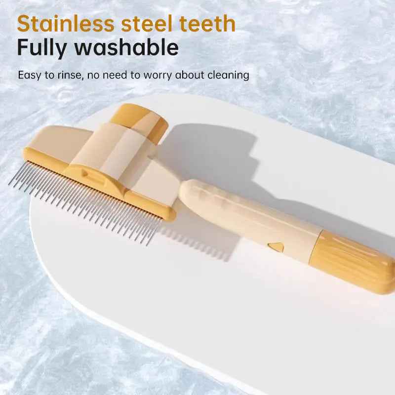 Dog and Cat Grooming Brush - Automatic Hair Remover with 1-Button Self-Cleaning & Massage Feature