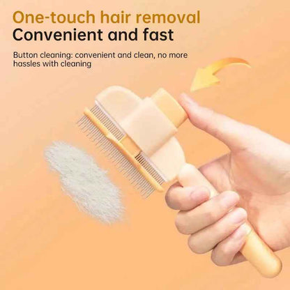 Dog and Cat Grooming Brush - Automatic Hair Remover with 1-Button Self-Cleaning & Massage Feature