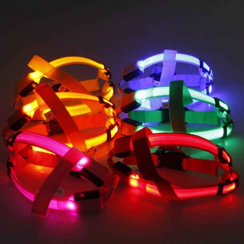 Nylon LED Dog Harness with Flashing Light and Leash Rope Belt