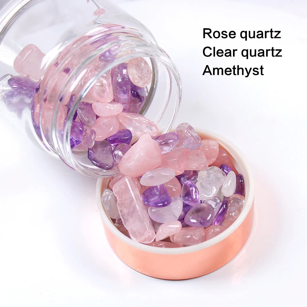 Natural  Crystal Elixir Bottles gemstone Glass  therapy stone Tea filter filter bottle Healing Crystal Infuser Energy cup - SMARTGLO COLLECTIONS