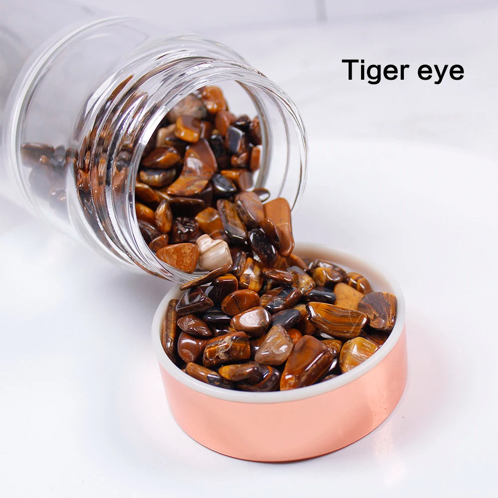 Natural  Crystal Elixir Bottles gemstone Glass  therapy stone Tea filter filter bottle Healing Crystal Infuser Energy cup - SMARTGLO COLLECTIONS