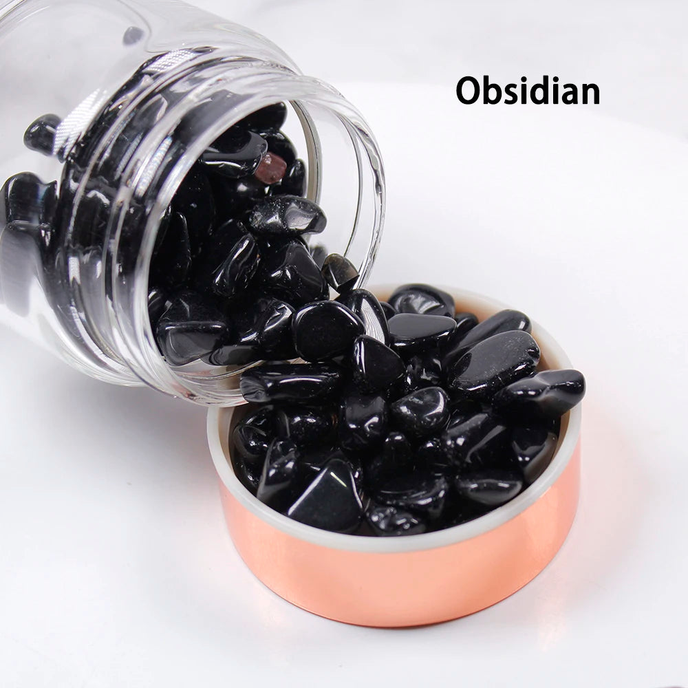 Natural  Crystal Elixir Bottles gemstone Glass  therapy stone Tea filter filter bottle Healing Crystal Infuser Energy cup - SMARTGLO COLLECTIONS