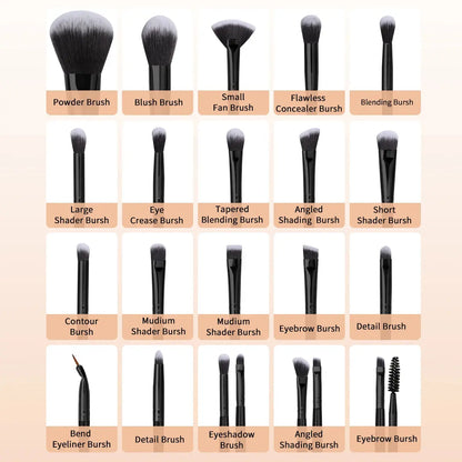 29pcs Makeup Tool Kit – 20 Brushes + 9 Sponges & Puffs SMARTGLO COLLECTIONS Beauty Unique  SMARTGLO COLLECTIONS