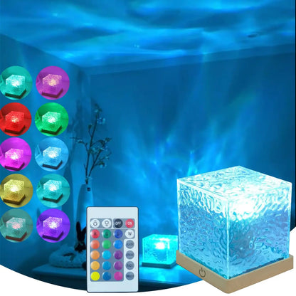 Ocean Lamp Water Light Projector - Water Ripple Projector Light Cube Aurora Northern Lights Wave Ripple Night Light for Bedroom - SMARTGLO COLLECTIONS