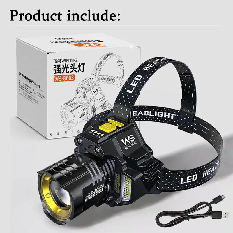 Powerful LED Headlamp Motion Sensor Headlight 18650 Rechargeable COB Head Flashlights High Power Head Lamp Fishing Headlight - SMARTGLO COLLECTIONS