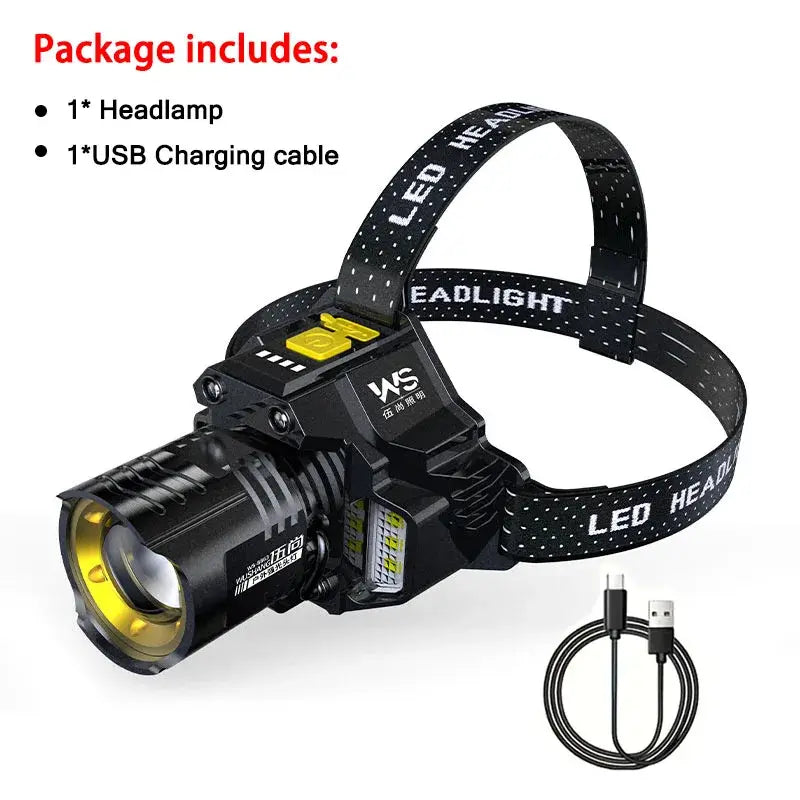 Powerful LED Headlamp Motion Sensor Headlight 18650 Rechargeable COB Head Flashlights High Power Head Lamp Fishing Headlight - SMARTGLO COLLECTIONS