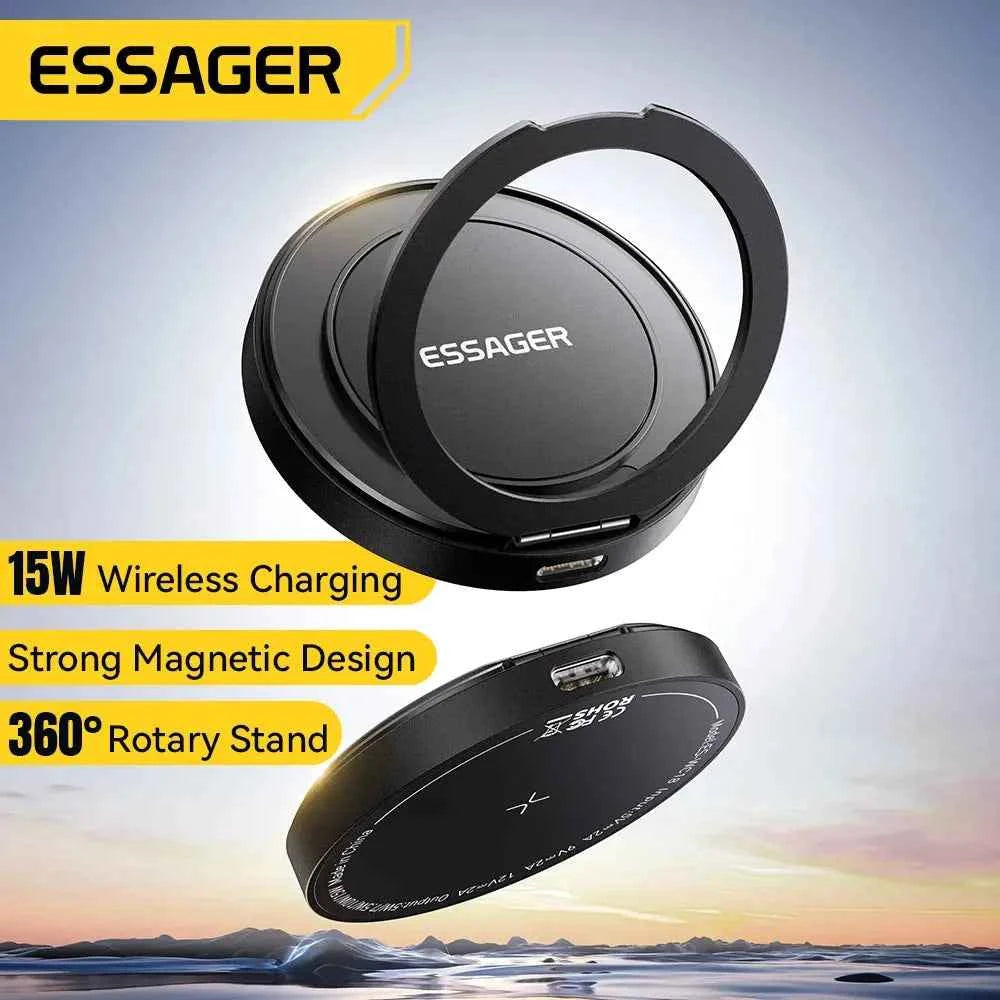 Essager Magnetic Wireless Charger & Holder for iPhone & AirPods - 15W Fast Charging