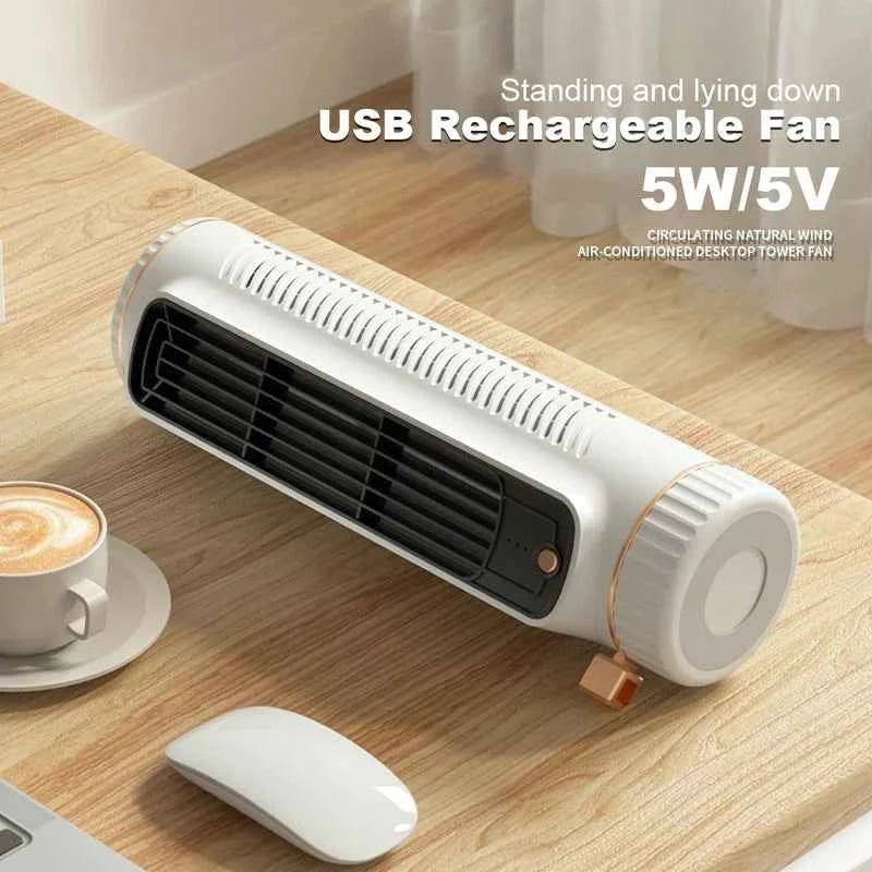 SMARTGLO COLLECTIONS portable desktop tower fan with USB charging, electric air cooling fan for room and home use.