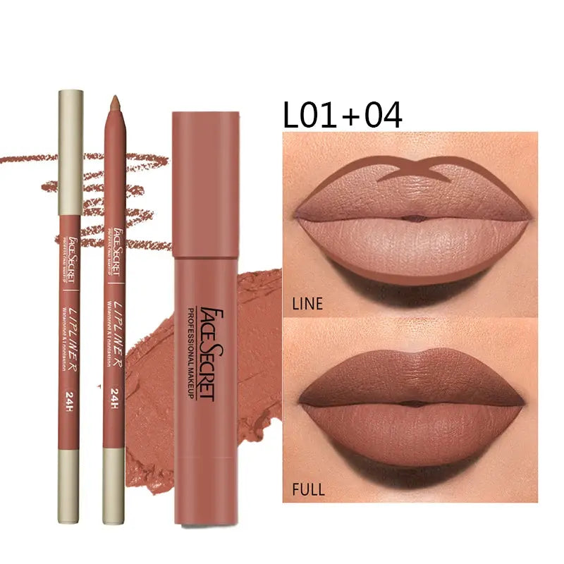 Matte Lip Liner & Lipstick Set – Waterproof, Long Lasting Soft Matte Makeup SMARTGLO COLLECTIONS Beauty Unique 8.02 SMARTGLO COLLECTIONS L01 04