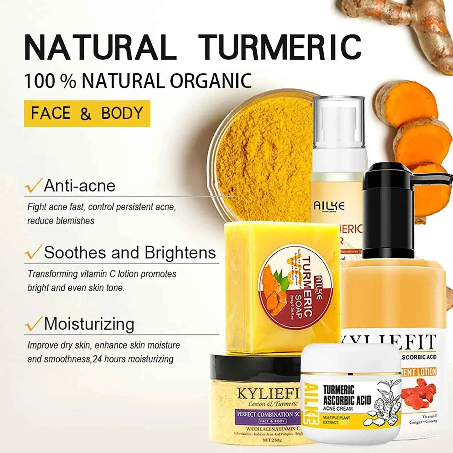Organic Turmeric Skin Care Kit – Brightening, Hydrating & Even Skin Tone