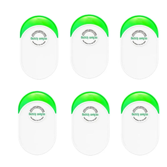 SmartGLO Collections 2025 Energy Saving Device with US/EU plug, compact power saver box for home and office use, 90V-250V, 30kW capacity.