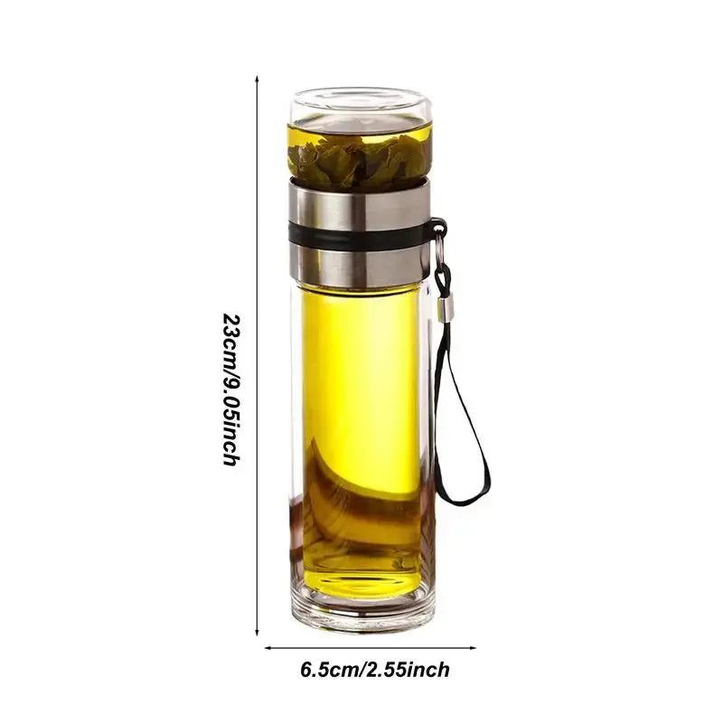 Glass Tea Infuser Bottle – Leak-Proof Travel Mug with Double Wall SMARTGLO COLLECTIONS Home & Kitchen  SMARTGLO COLLECTIONS