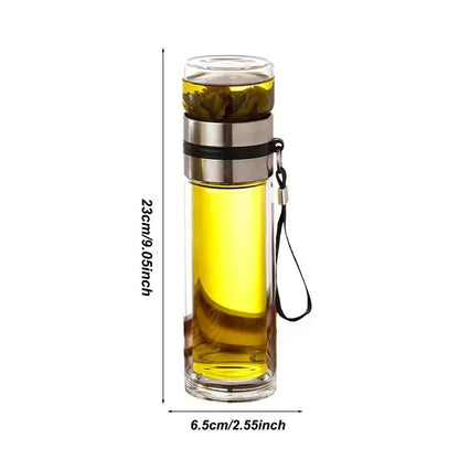 Glass Tea Infuser Bottle – Leak-Proof Travel Mug with Double Wall SMARTGLO COLLECTIONS Home & Kitchen  SMARTGLO COLLECTIONS