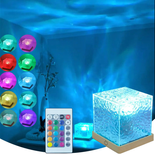 Ocean Lamp Water Light Projector - Water Ripple Projector Light Cube Aurora Northern Lights Wave Ripple Night Light for Bedroom - SMARTGLO COLLECTIONS