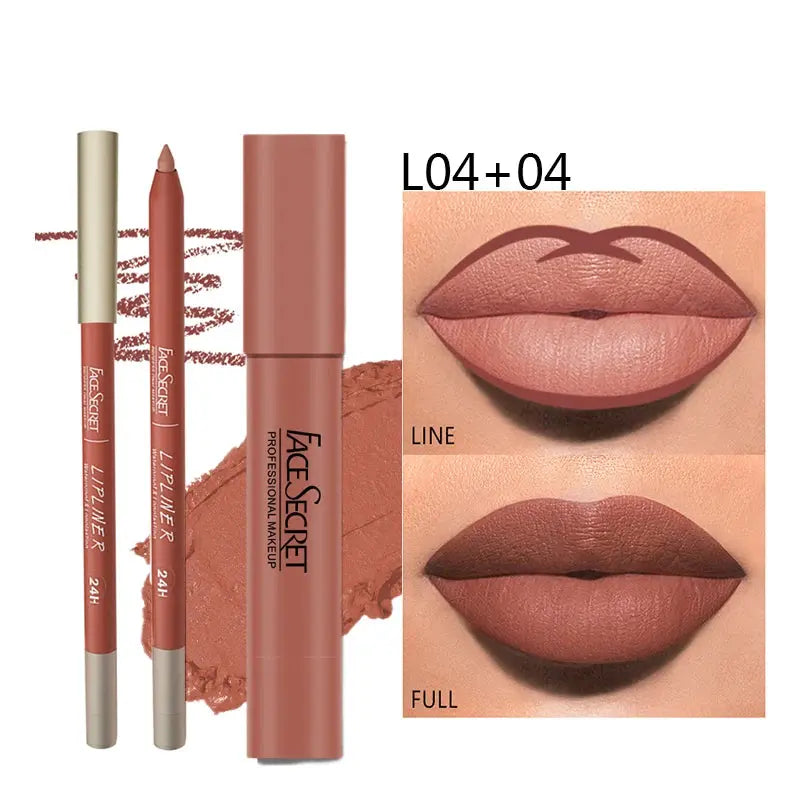 Matte Lip Liner & Lipstick Set – Waterproof, Long Lasting Soft Matte Makeup SMARTGLO COLLECTIONS Beauty Unique 8.14 SMARTGLO COLLECTIONS L04 04