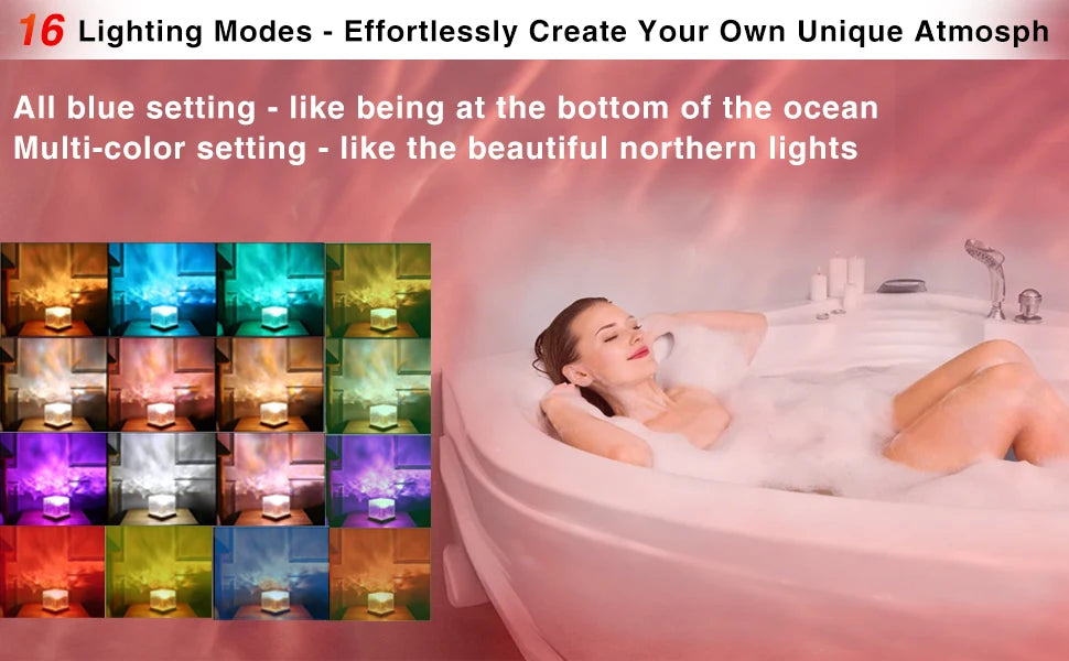 Ocean Lamp Water Light Projector - Water Ripple Projector Light Cube Aurora Northern Lights Wave Ripple Night Light for Bedroom - SMARTGLO COLLECTIONS
