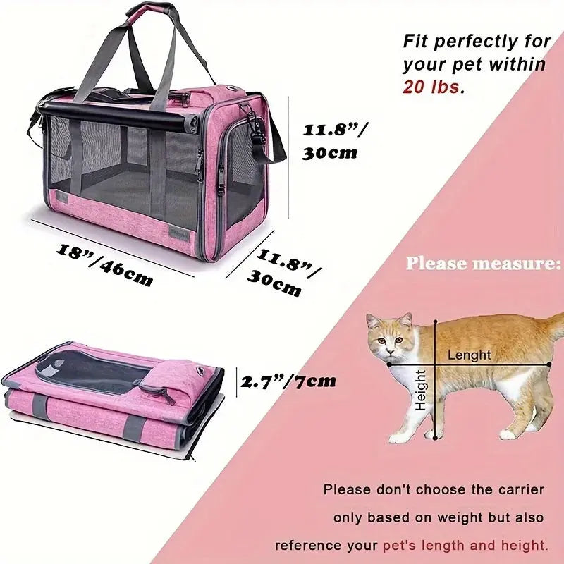 Soft-Sided Pet Carrier for Medium & Large Cats and Small Dogs SMARTGLO COLLECTIONS Pet Feeder  SMARTGLO COLLECTIONS