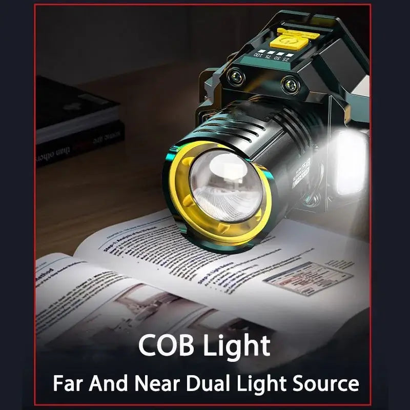 Powerful LED Headlamp Motion Sensor Headlight 18650 Rechargeable COB Head Flashlights High Power Head Lamp Fishing Headlight - SMARTGLO COLLECTIONS