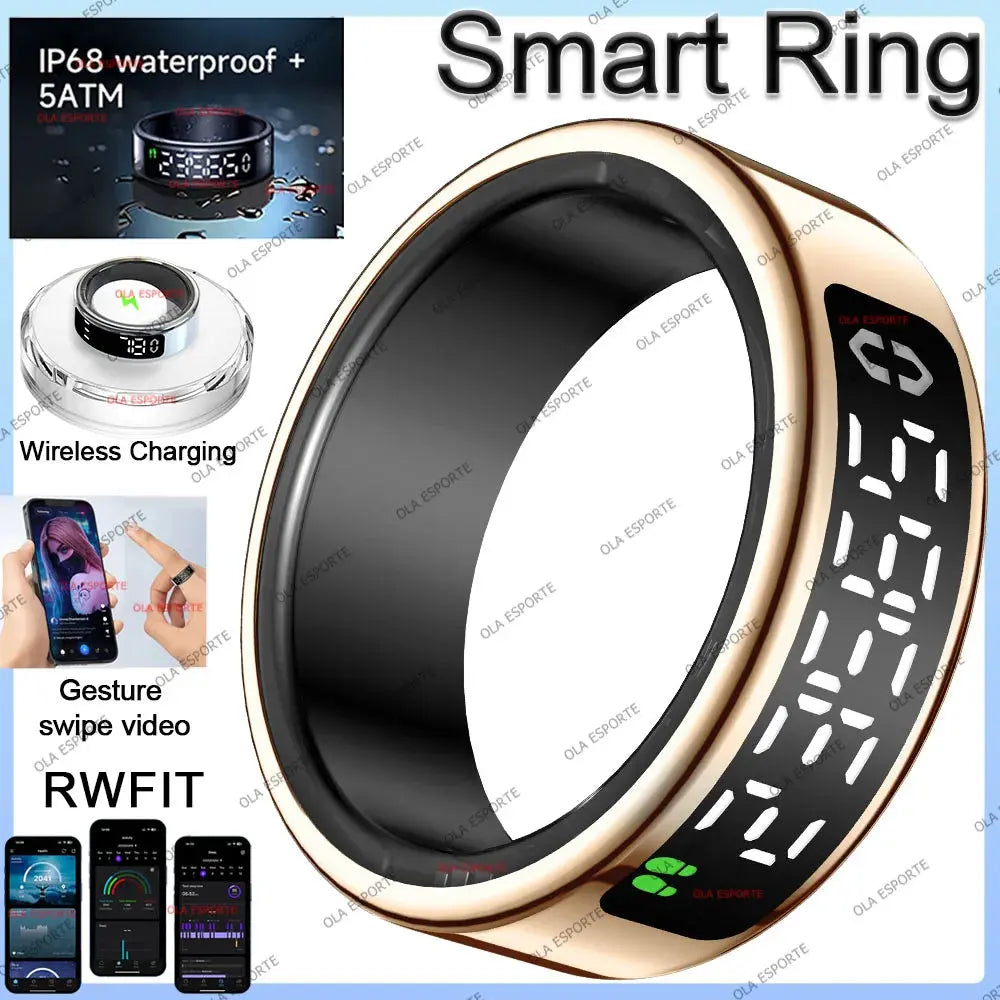 2025 Smart Ring with Screen, Wireless Charging & Health Tracking (R12/R11) SMARTGLO COLLECTIONS Health And Fitness 22.45 SMARTGLO COLLECTIONS Rosegold / 8