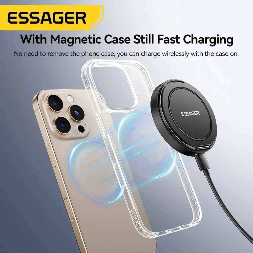 Essager Magnetic Wireless Charger & Holder for iPhone & AirPods - 15W Fast Charging