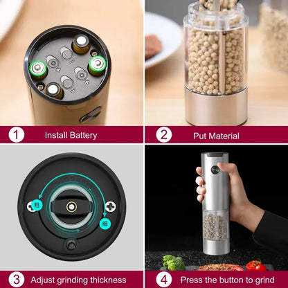 Electric Salt & Pepper Grinder – Adjustable, Refillable, Battery-Powered SMARTGLO COLLECTIONS Home & Kitchen  SMARTGLO COLLECTIONS