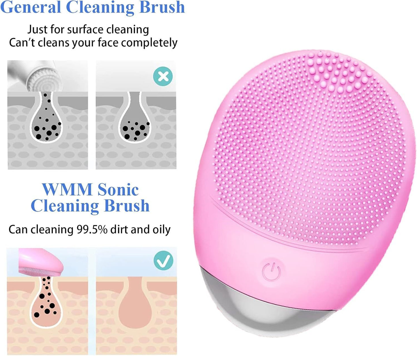 High Frequency Vibration Silicone Facial Cleansing Brush USB Rechargeable Electric Waterproof Silicone Facial Cleanser Thanksgiving Gift Christmas Gift Unisex
