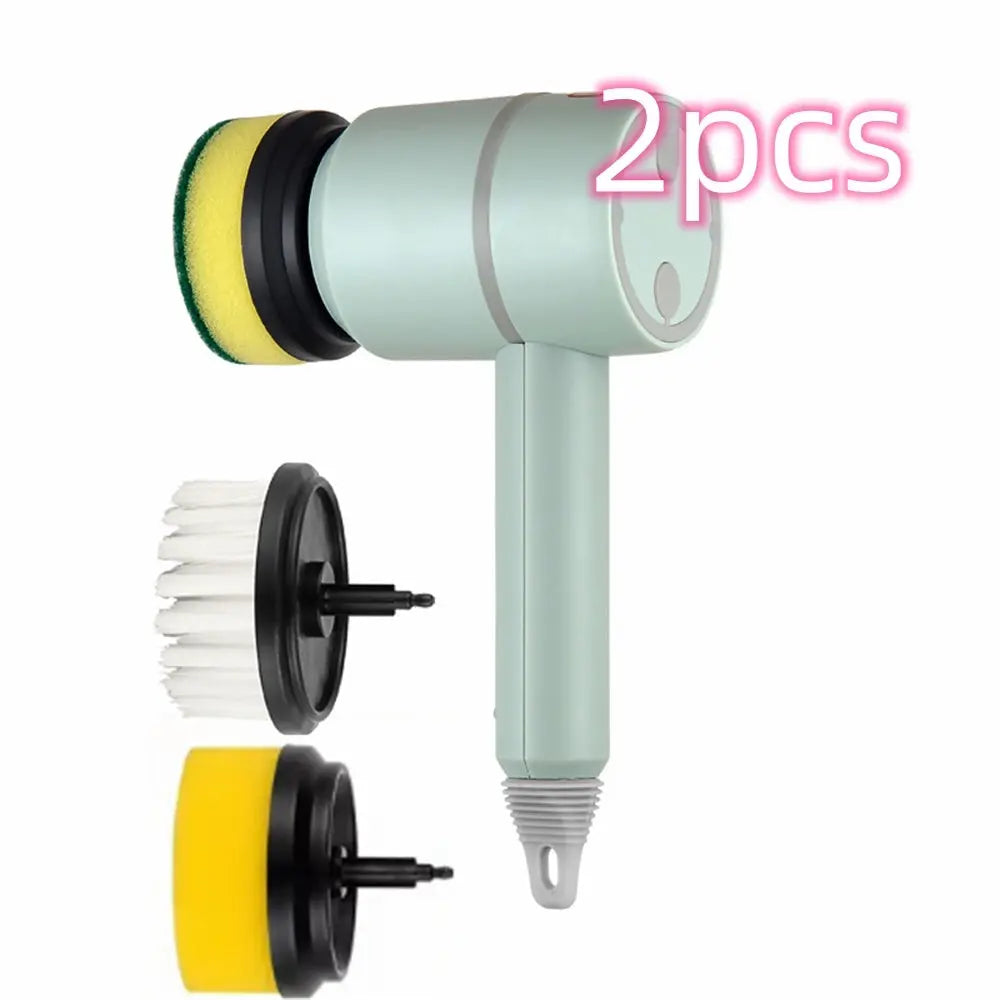 Electric Cleaning Brush Dishwashing Brush Automatic Wireless USB Rechargeable Professional Kitchen Bathtub Tile Cleaning Brushes CJ Cleaning Brush 57.50 SMARTGLO COLLECTIONS Green 2pcs / With 3brush heads1200mAh